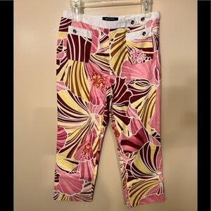 Etcetera Floral Linen/Cotton Pants Sz 4 EUC